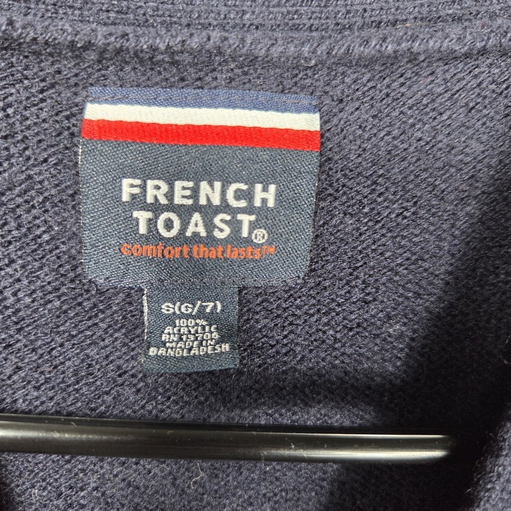 French Toast Girls Navy Button Front School Uniform Cardigan Sweater Size 6/7 - Picture 3 of 5